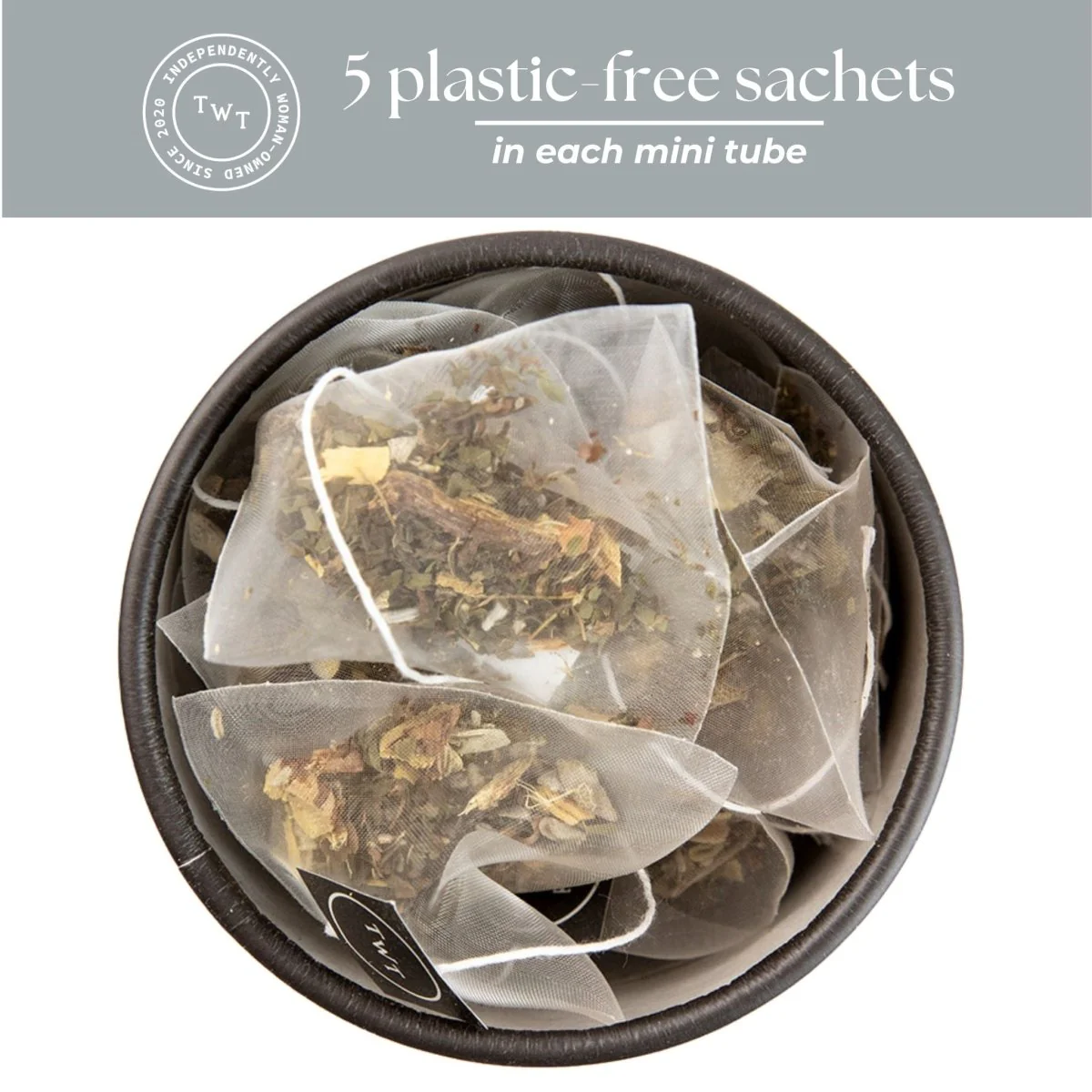 Calming Tea Mini Tube – Herbal Clarity Blend (5 Sachets) - Image 3