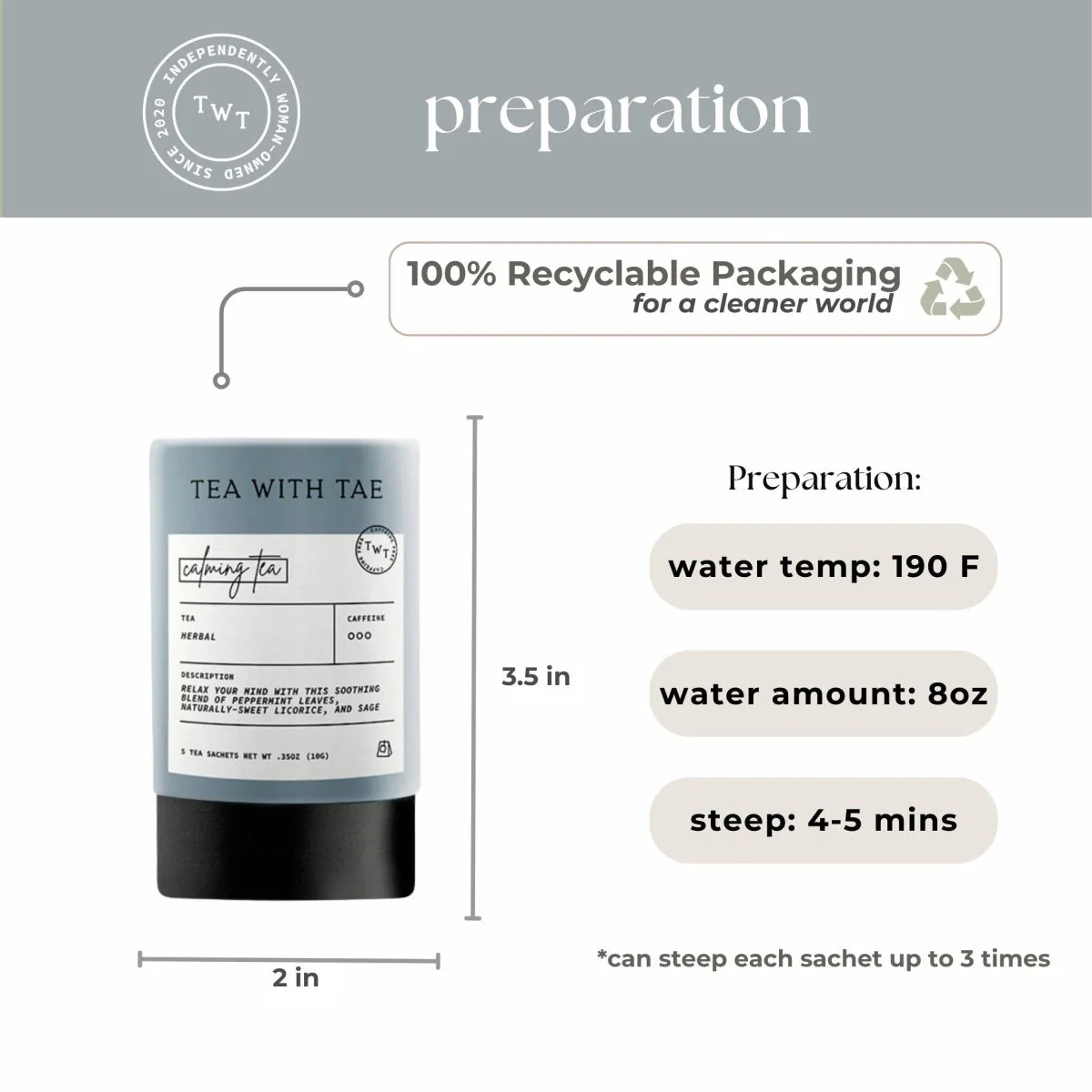 Calming Tea Mini Tube – Herbal Clarity Blend (5 Sachets) - Image 6