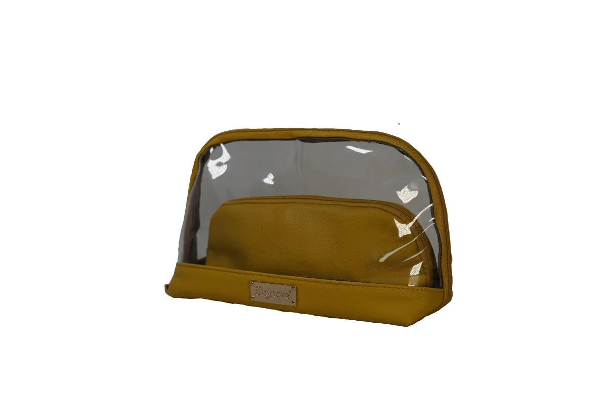 Clear Toiletry Bag Set – Light Yellow Duo (2-Piece) - Image 3