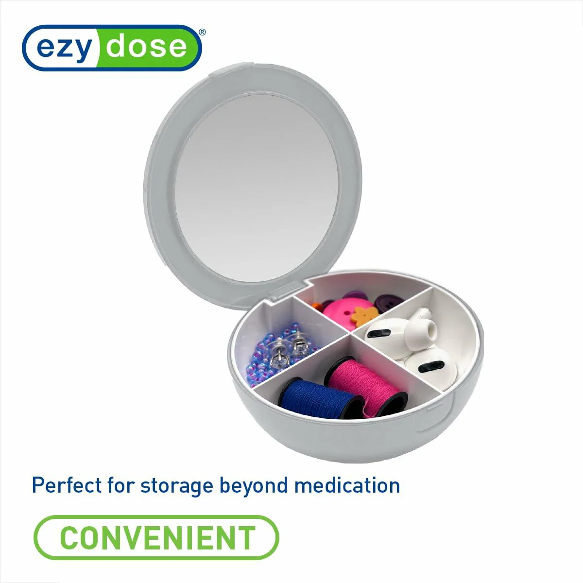 Compact Travel Pill Organizer with Mirror - Image 4