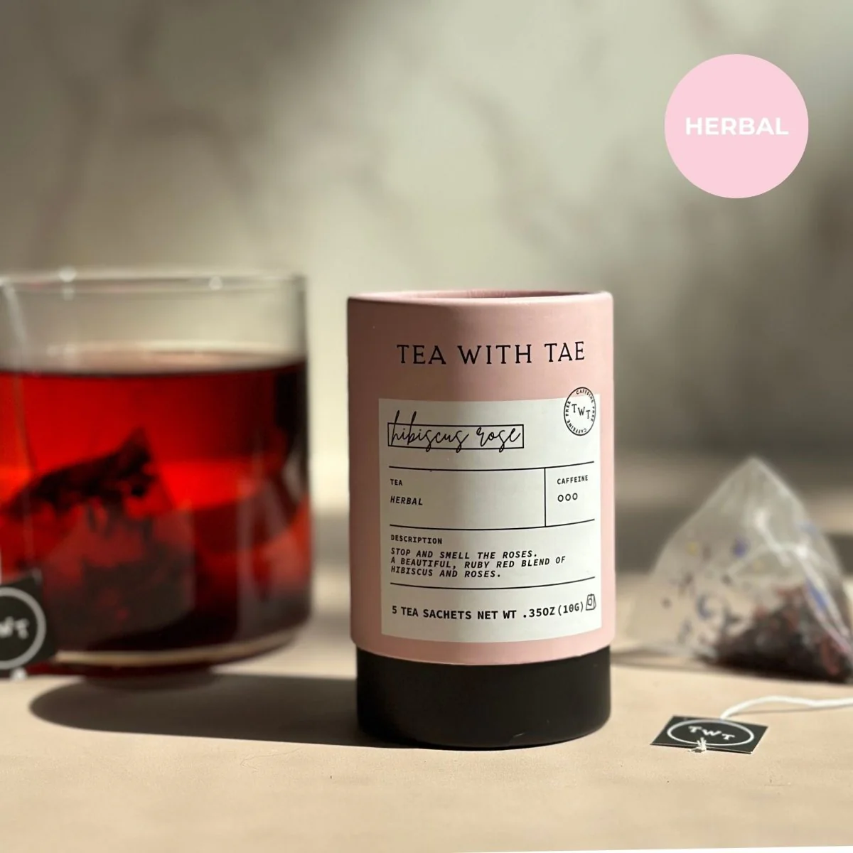 Hibiscus Rose Mini Tea Tube – Floral & Fruity Herbal Blend (5 Sachets)