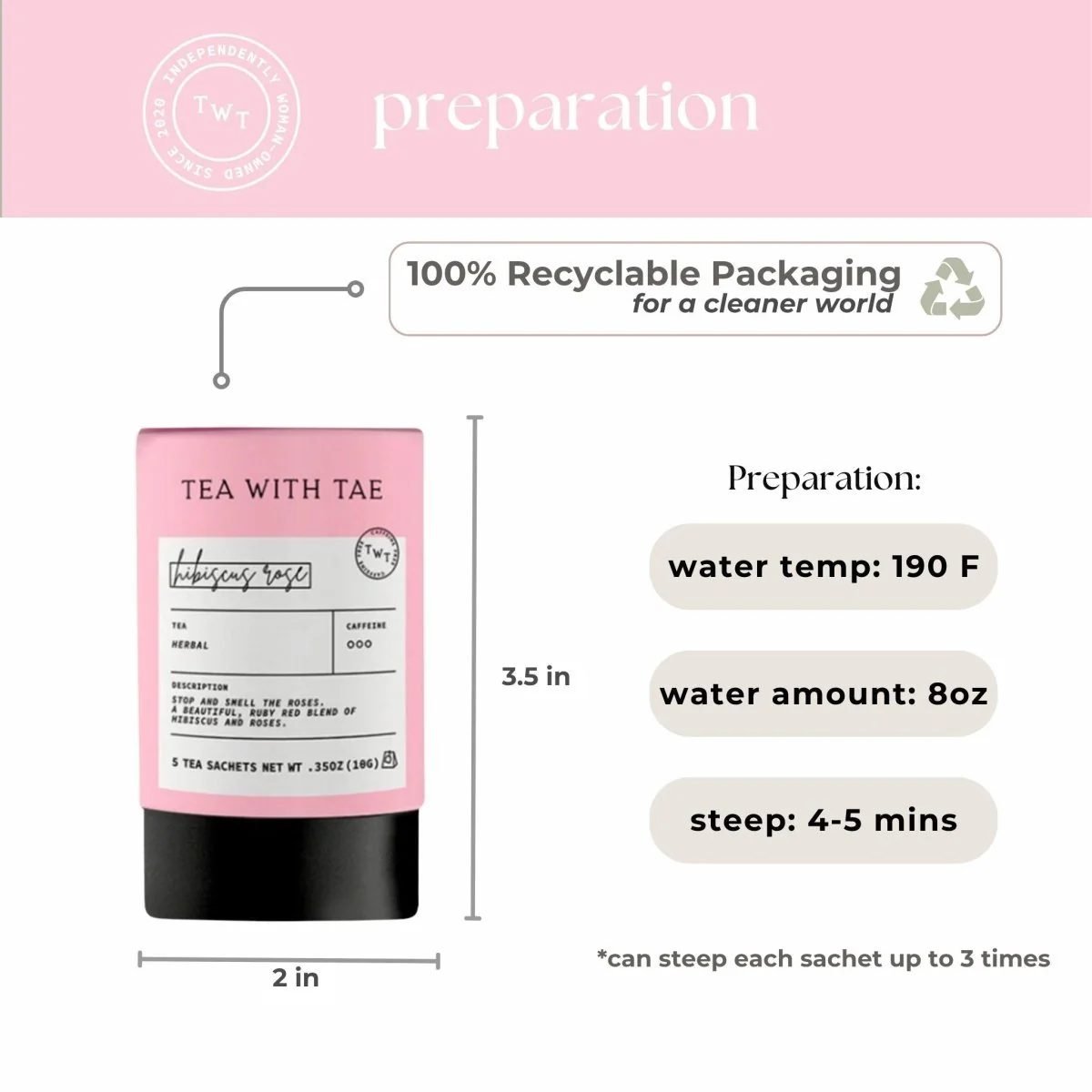 Hibiscus Rose Mini Tea Tube – Floral & Fruity Herbal Blend (5 Sachets) - Image 6