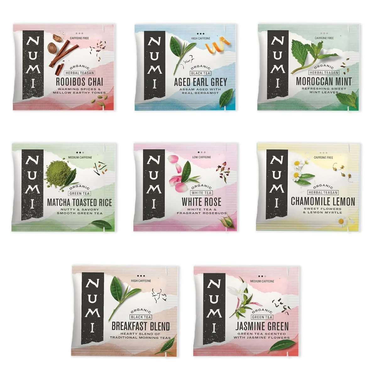 Numi Mini Tea Sampler – Organic Assorted Tea Sachets (8 Count) - Image 3