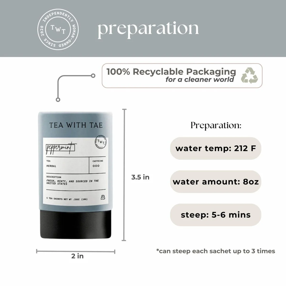Peppermint Mini Tea Tube – Crisp Herbal Blend (5 Sachets) - Image 5