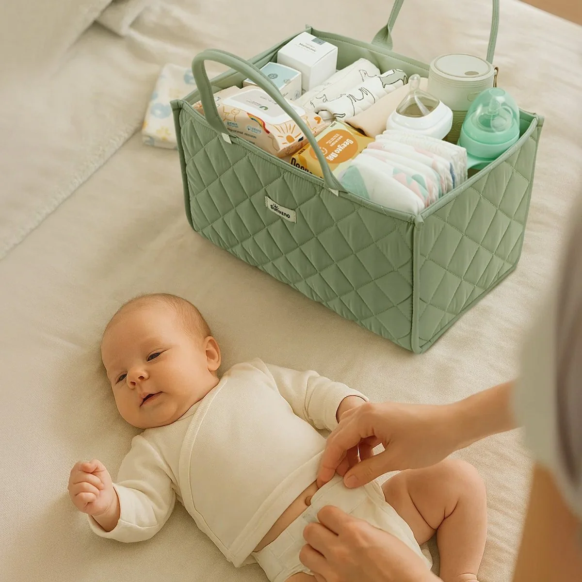 Quilted Diaper Caddy Organizer - Image 5