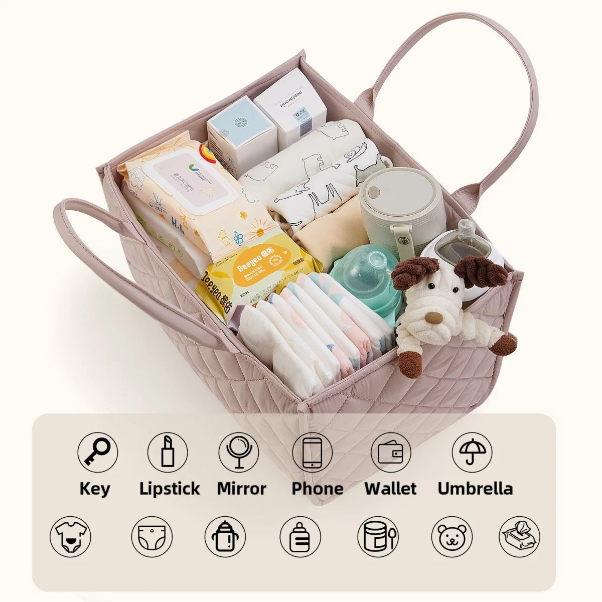 Quilted Diaper Caddy Organizer - Image 8